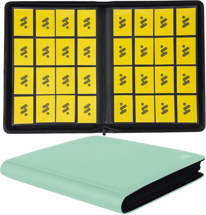 MORABTO Premium 1000+ Pockets Card Binder,16 Pockets Trading Card Binder Ringless Side Loading Trading Card Album Folder for TCG - Light Green - Image 1